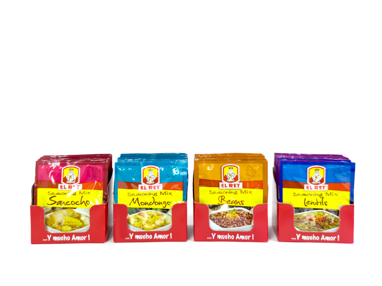 El Rey Seasoning Mix de: Sancocho, Mondongo, Frijoles y Lentejas.