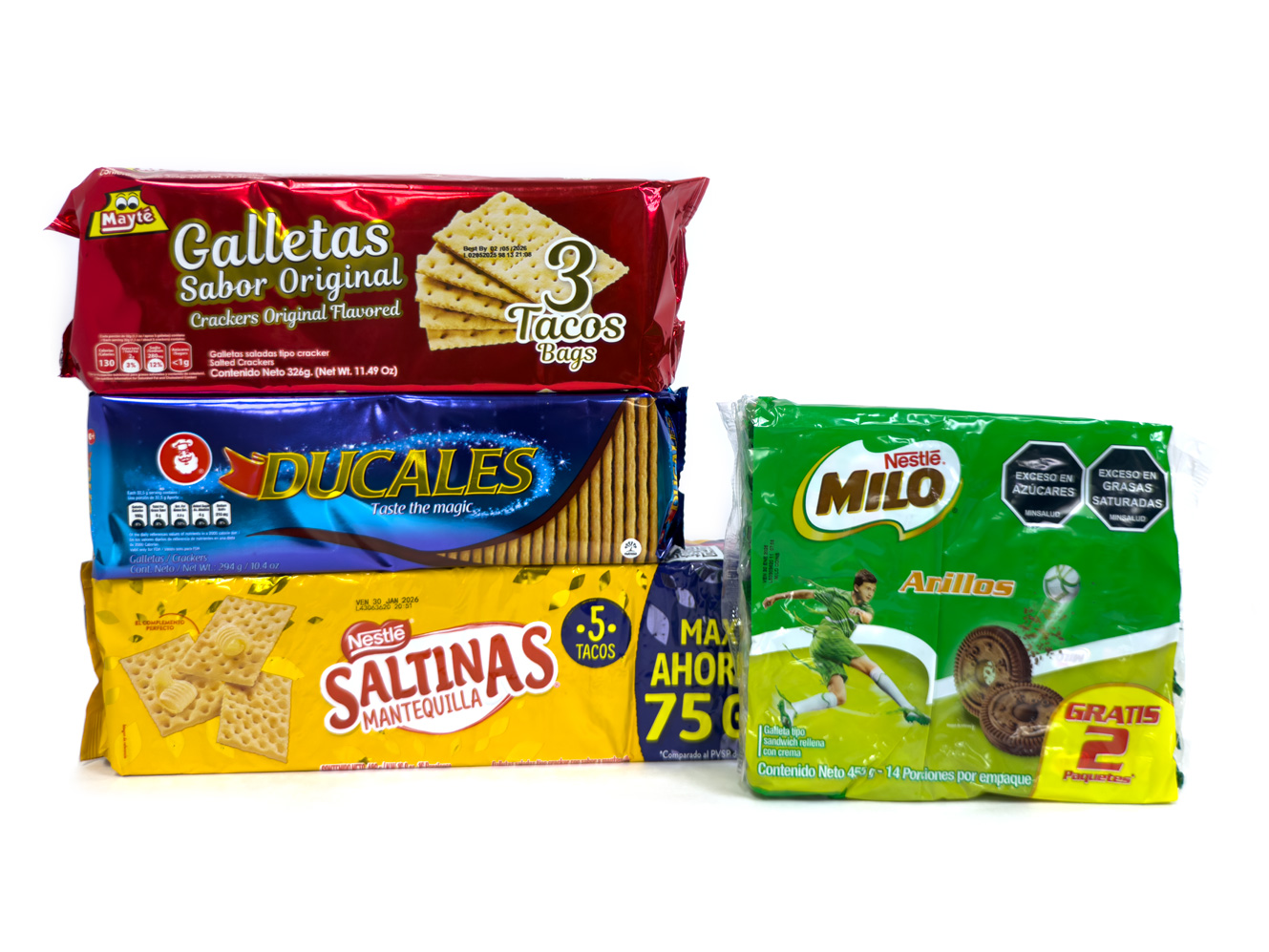 Galletas Ducales, Saltinas, Milo Nestle
